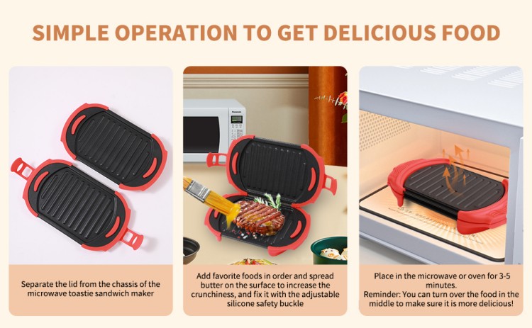 microwave toaster grill tray silicone handle heat resistant safe grip design